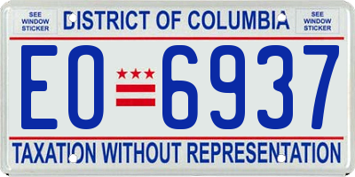 DC license plate EO6937