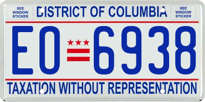 DC license plate EO6938