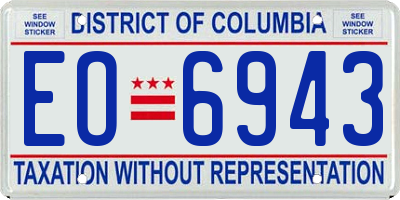 DC license plate EO6943