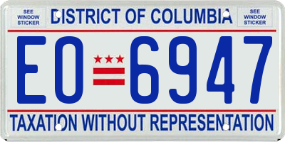DC license plate EO6947