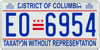 DC license plate EO6954