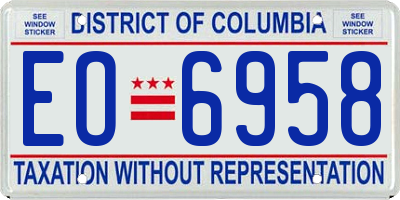 DC license plate EO6958