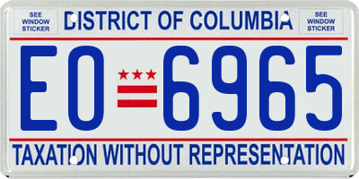 DC license plate EO6965