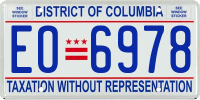 DC license plate EO6978