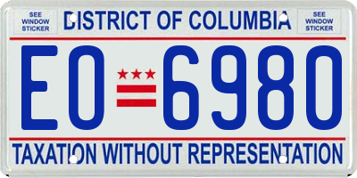 DC license plate EO6980