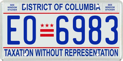 DC license plate EO6983
