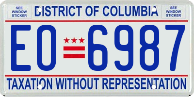 DC license plate EO6987
