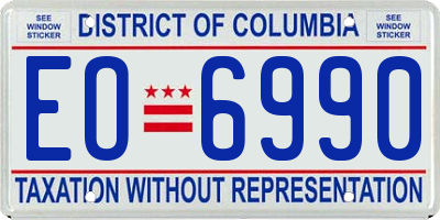 DC license plate EO6990