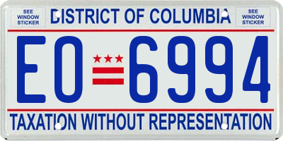 DC license plate EO6994
