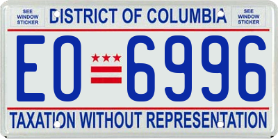 DC license plate EO6996