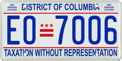 DC license plate EO7006