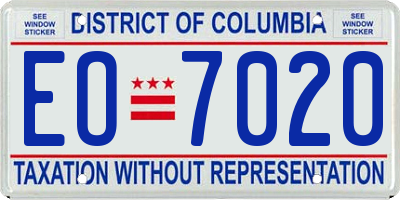 DC license plate EO7020