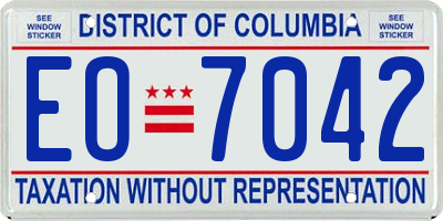 DC license plate EO7042