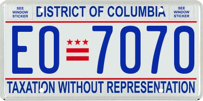 DC license plate EO7070