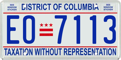 DC license plate EO7113