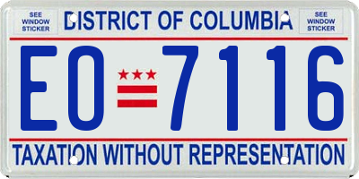 DC license plate EO7116