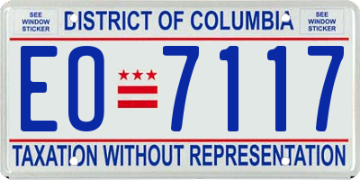 DC license plate EO7117