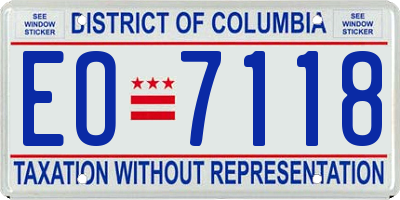 DC license plate EO7118