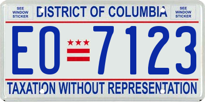 DC license plate EO7123