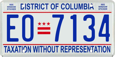 DC license plate EO7134