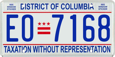 DC license plate EO7168