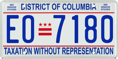 DC license plate EO7180