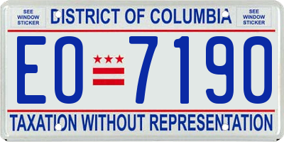 DC license plate EO7190