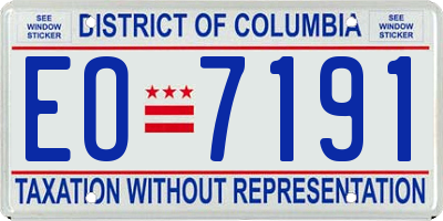 DC license plate EO7191