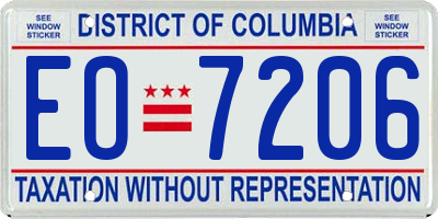 DC license plate EO7206