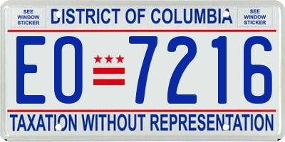 DC license plate EO7216