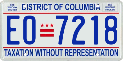 DC license plate EO7218