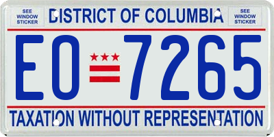DC license plate EO7265