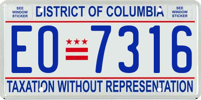 DC license plate EO7316