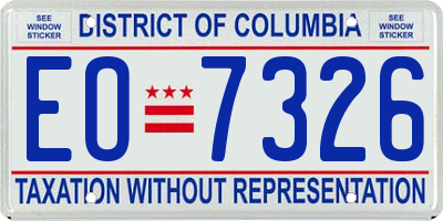 DC license plate EO7326