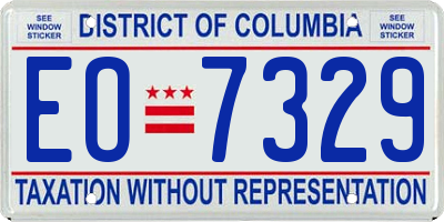 DC license plate EO7329