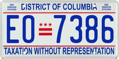 DC license plate EO7386