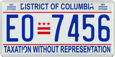 DC license plate EO7456