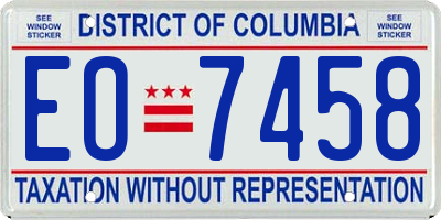 DC license plate EO7458