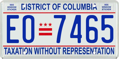 DC license plate EO7465