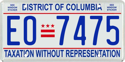 DC license plate EO7475