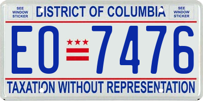 DC license plate EO7476