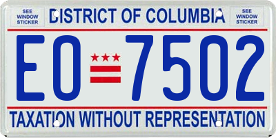 DC license plate EO7502