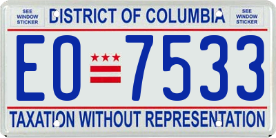 DC license plate EO7533