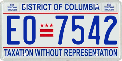 DC license plate EO7542