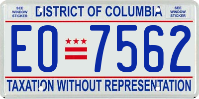 DC license plate EO7562