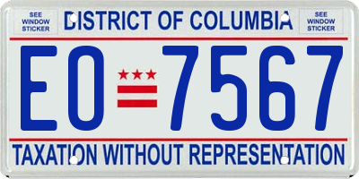 DC license plate EO7567