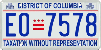 DC license plate EO7578