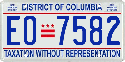 DC license plate EO7582