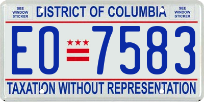 DC license plate EO7583