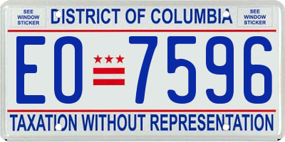 DC license plate EO7596